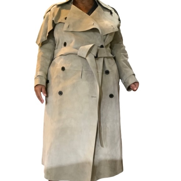 Burberry Kyrewood Suede Trench Coat Size Large - Picture 2 of 7
